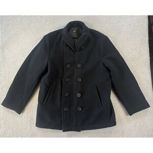 Vintage Alpha Industries Pea Coat Mens Medium Wool Authentic 70s 80s